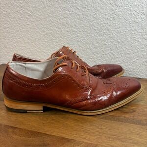 Giovanni Ferrara Leather Wingtip Oxford Dress Shoe  Lace Up Formal Brown size 12